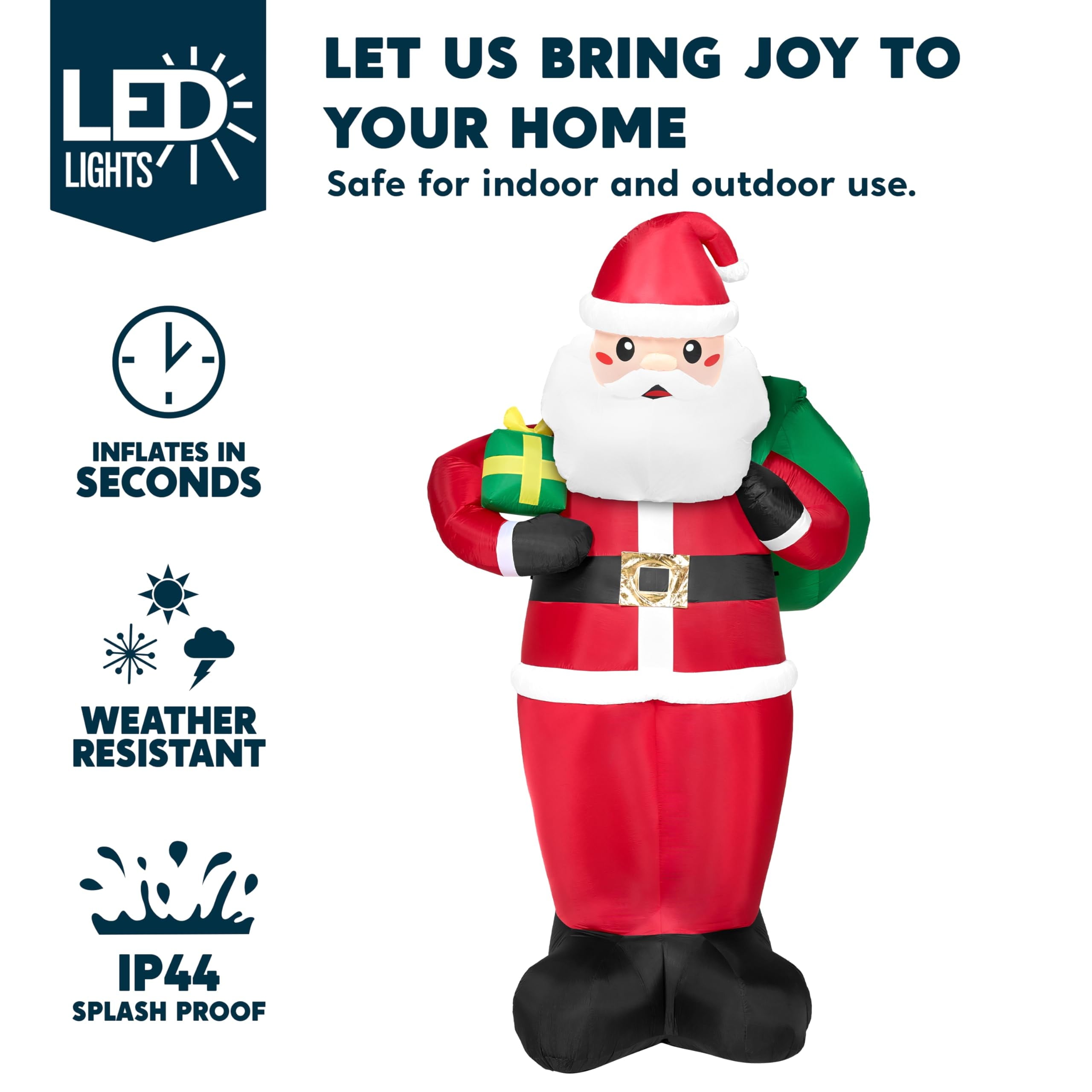 12 Ft Tall Giant Christmas Inflatable Santa with Gifts, Santa Blow up outside Christmas Decorations with Build in Leds for Xmas Outdoor Decorations Yard Indoor Outdoor Garden Lawn Party Decor