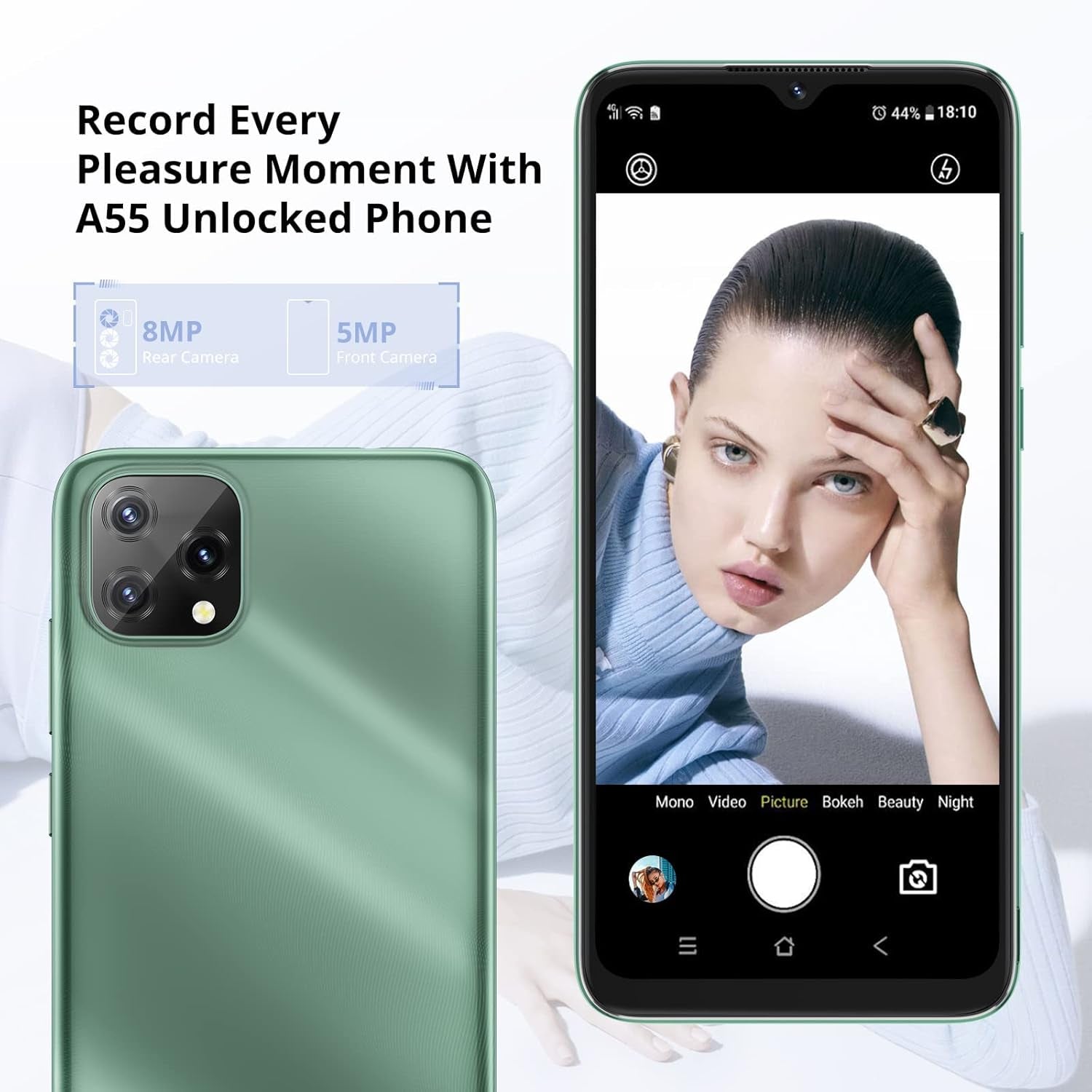 Blackview Android Phone A55,4G Dual Sim Unlocked Cell Phones,6.5" HD+ 3GB+16GB ROM/TF 128GB Android 11 Unlocked Smartphones,Face ID,3 Card Slots,4780Mah Battery Smart Phone