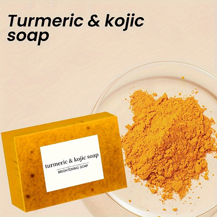 Turmeric and Kojic Acid Soap - Moisturizing, Unisex-Adult, Deeply Cleanses and Moisturizes - Rich in Turmeric, Vitamin E, Olive Oil, Suitable for All Types of Hair and Light Beige