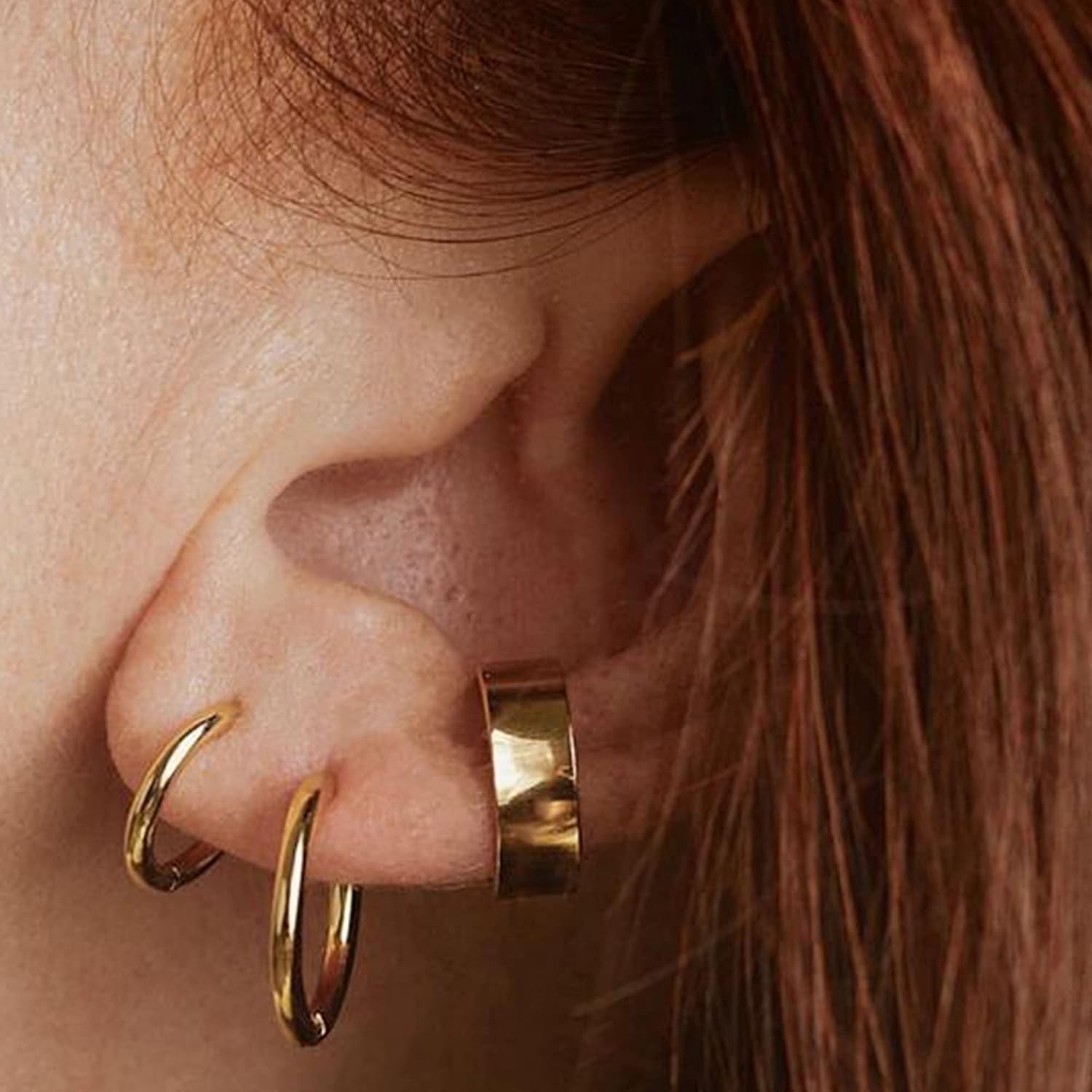 14K Gold Small Huggie Hoop Earrings for Women 925 Sterling Silver Hypoallergenic Cartilage Huggie Hoops Earrings for Men（3 Pairs）