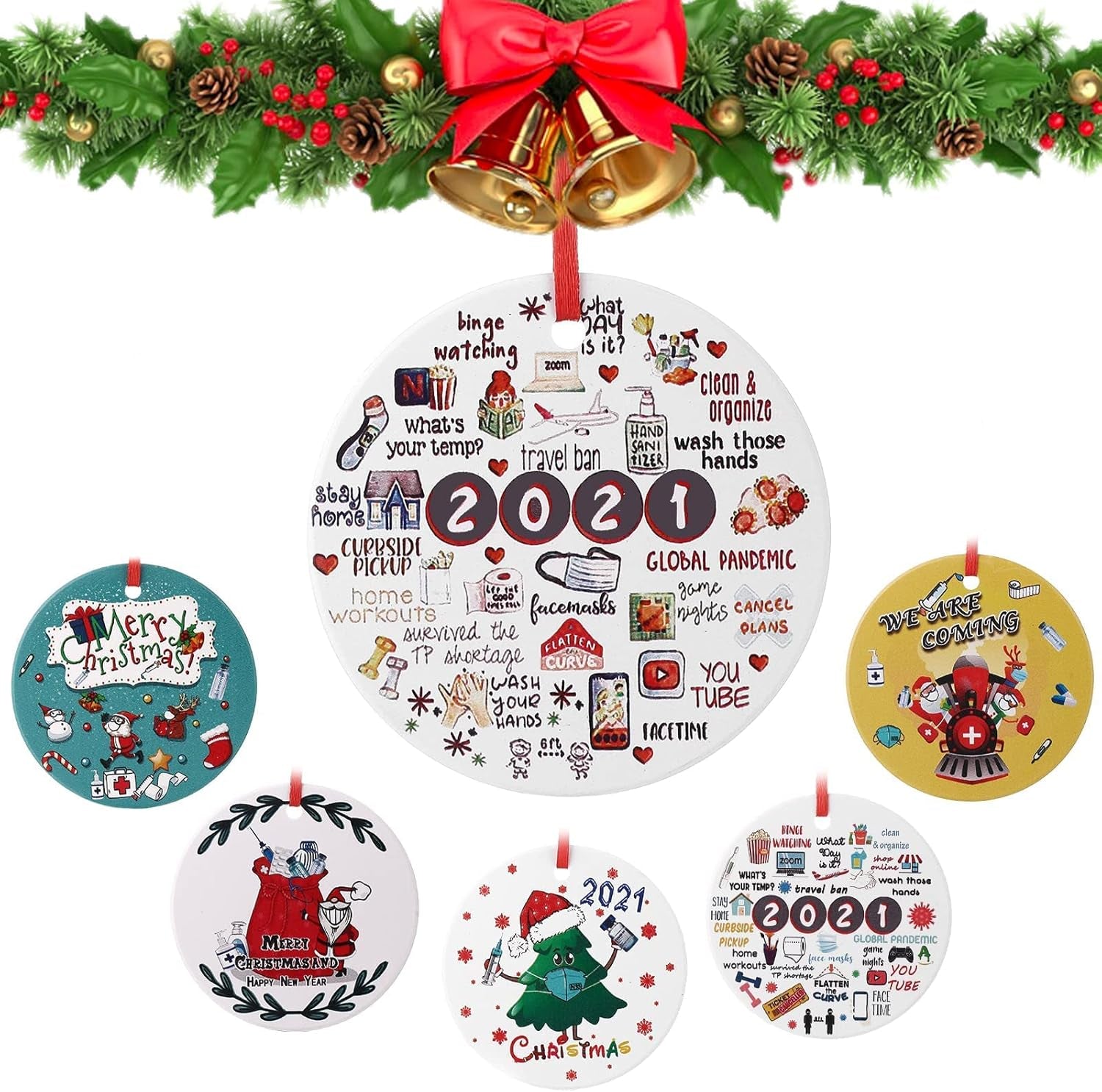 2021 Christmas Ornaments, Meaningful Christmas Tree Hanging Decorations Pandemic Commemorative Ornament Gift for Xmas