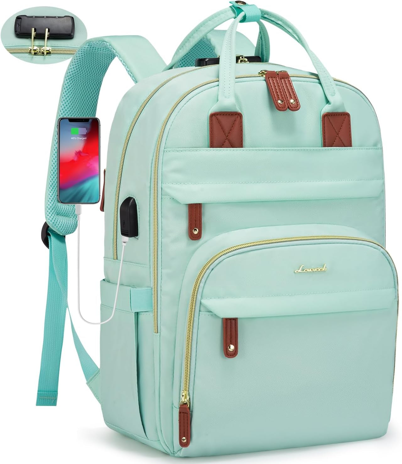 LOVEVOOK Laptop Backpack for Women & Men, Unisex Travel Anti-Theft Work Bag, Business Computer College Backpacks Purse, Casual Hiking Outdoor Carry on Daypack with Lock, Fits 15.6 Inch Laptop, Grey