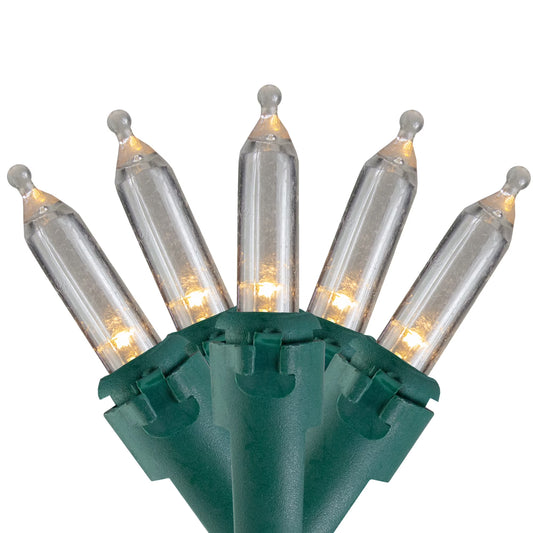 LED Mini Christmas Lights - Warm White - 16.25' Green Wire - 50Ct