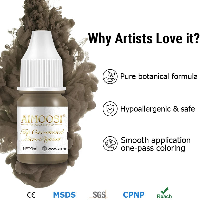 AIMOOSI Professional Microblading Pigment for Nano Brows | REACH Certified Permanent Makeup Tattoo Ink for PMU Artist | 3ml