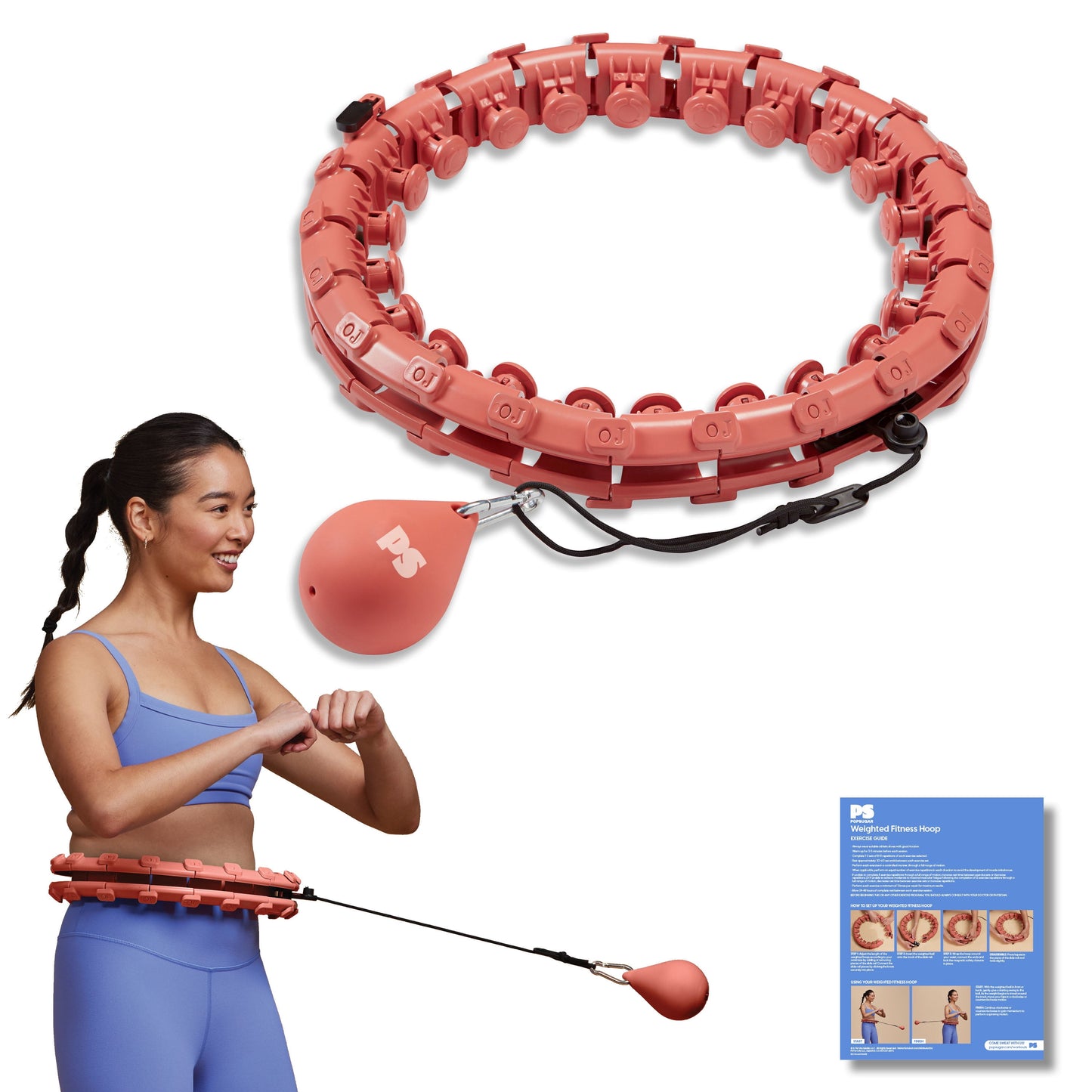 Adjustable Weighted Fitness Hoop, Coral