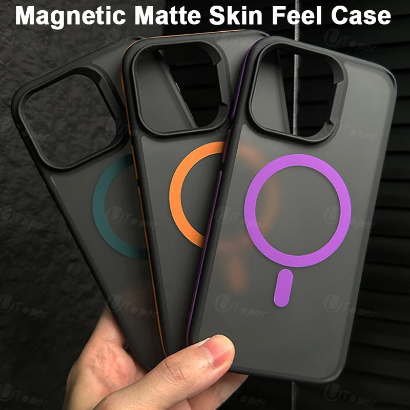 New Bicolor Matte Frosted Magnetic Phone Case For iPhone 17 Air 16 15 14 Plus 13 12 11 Pro Max Shockproof Bumper Hard Cover