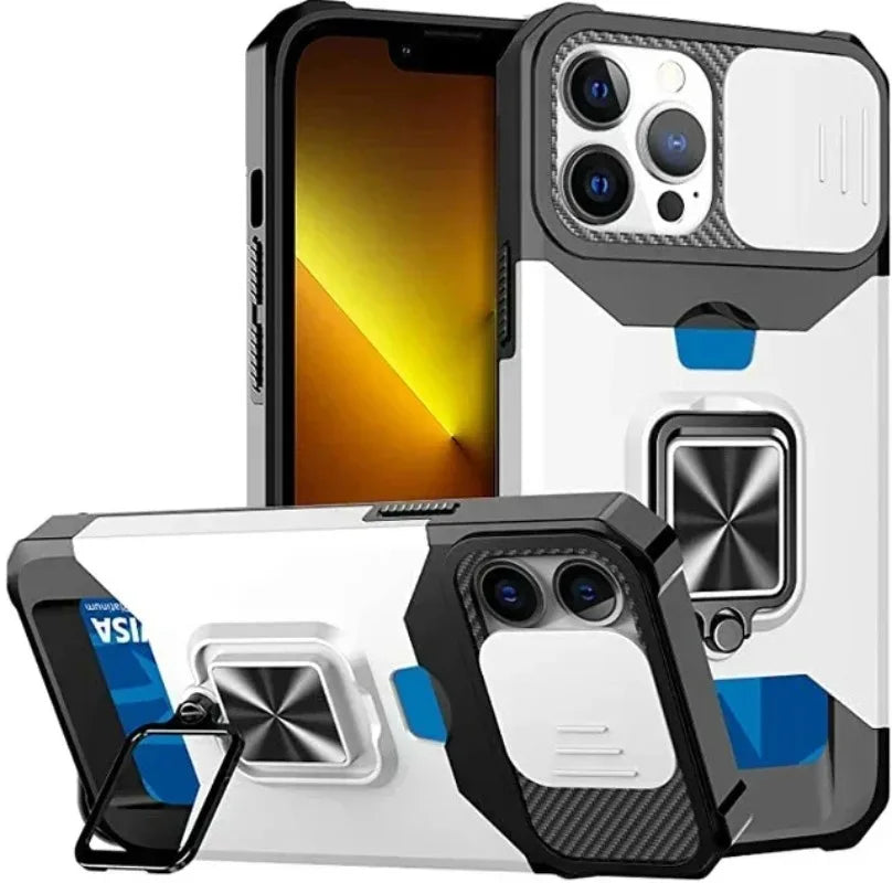 Case For iPhone 17 Pro Max 16 15 14 13 Pro Max Plus Heavy Duty Protection With Sliding Camera Cover And Card Clip Cover Fundas