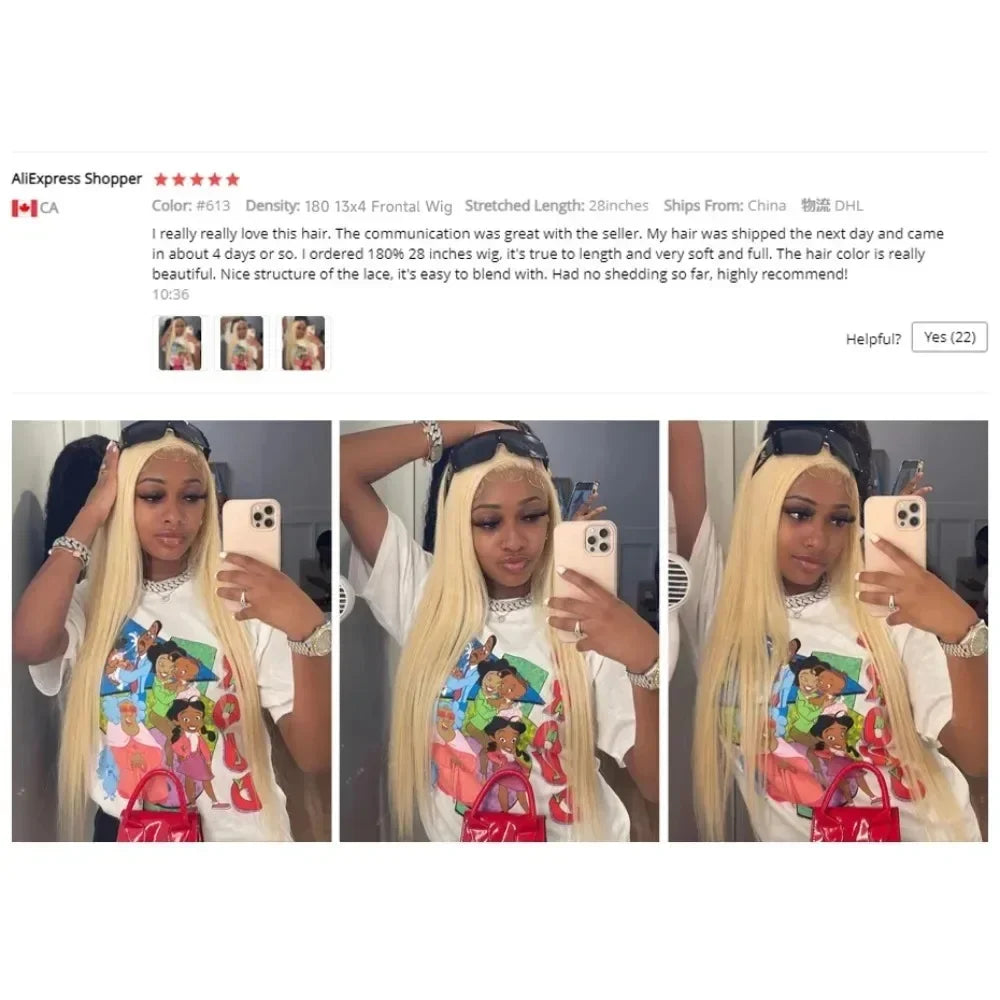 13x4 13x6 HD Transparent Full Frontal Lace 613 Blonde Colored Straight Human Hair Wigs Lace Front Wigs For Women 40 46 Inches