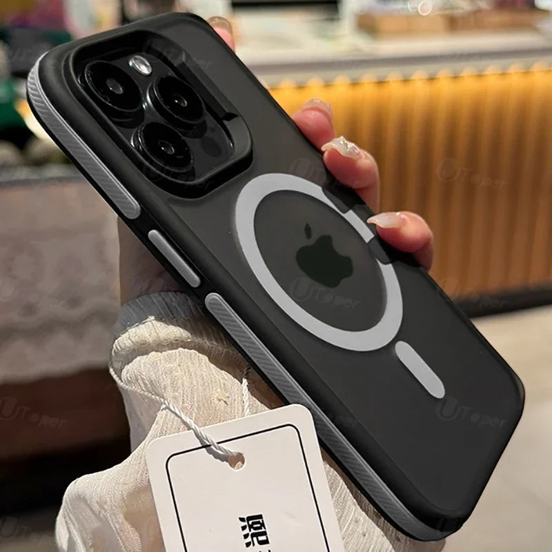 New Bicolor Matte Frosted Magnetic Phone Case For iPhone 17 Air 16 15 14 Plus 13 12 11 Pro Max Shockproof Bumper Hard Cover