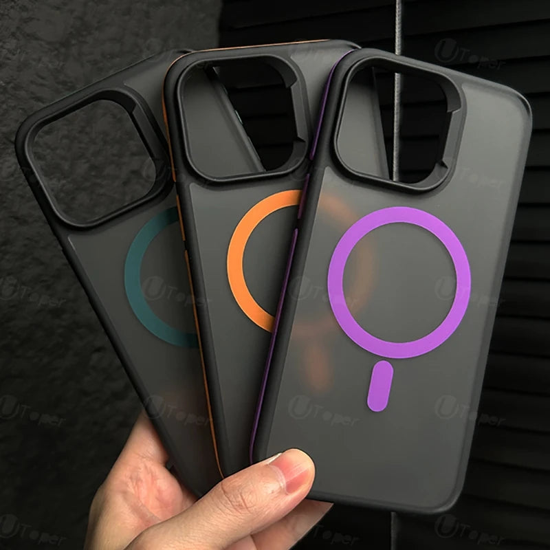 New Bicolor Matte Frosted Magnetic Phone Case For iPhone 17 Air 16 15 14 Plus 13 12 11 Pro Max Shockproof Bumper Hard Cover