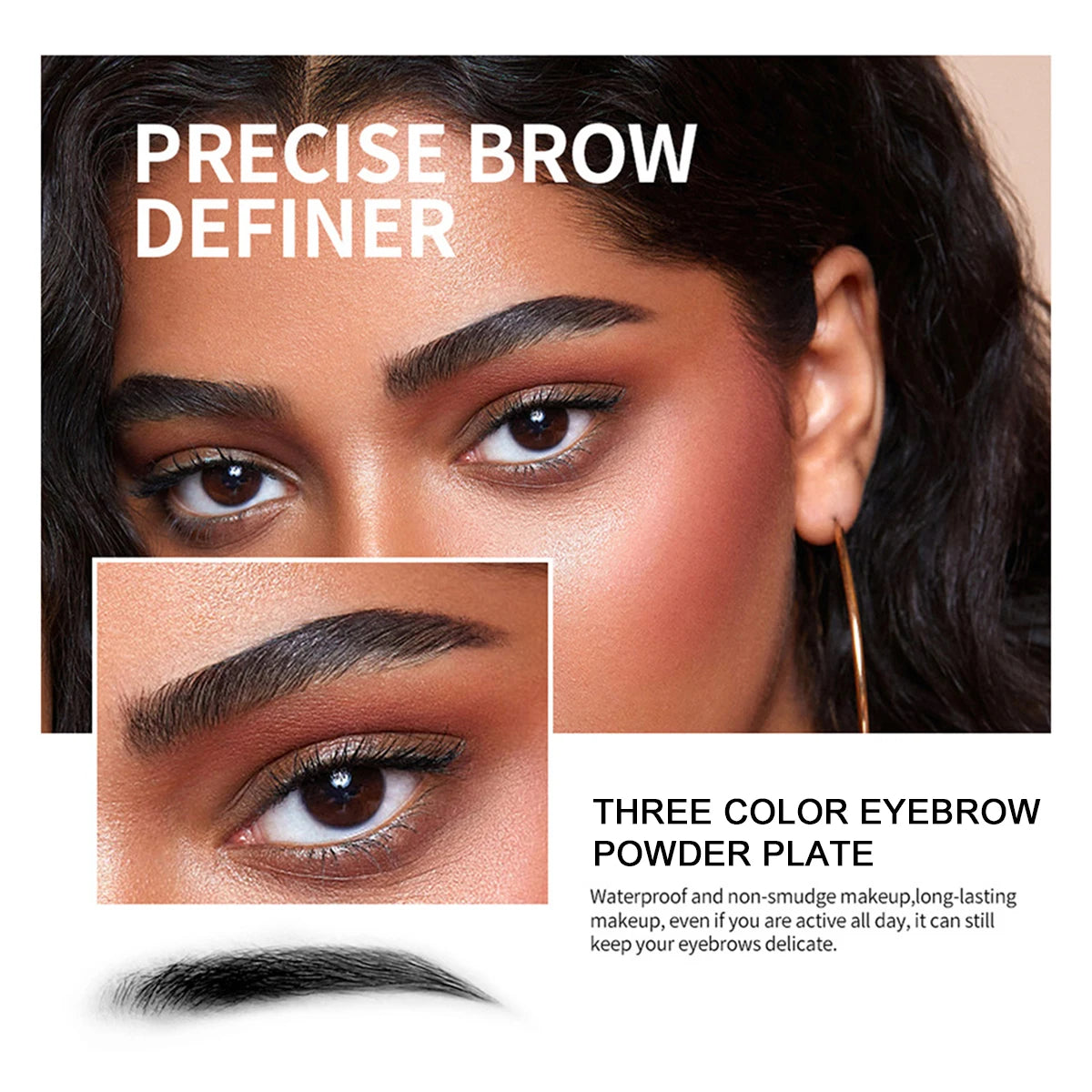 3-Color Brow Powder Set with Brush - Long-lasting, color-resistant, versatile contour makeup set for natural, three-dimensional
