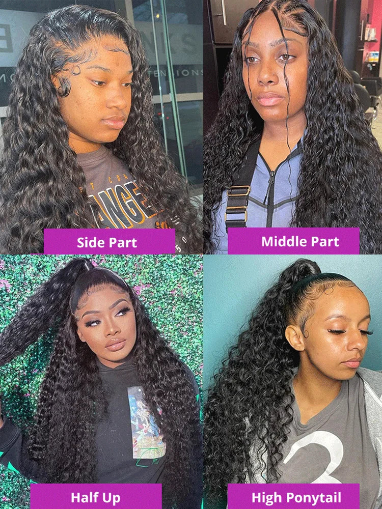 250 Density 30 40 Inch 13x4 13x6 360 Hd Lace Front Wigs Deep Wave Lace Frontal Wig Water Wave Curly Human Hair Pre Plucked Lace