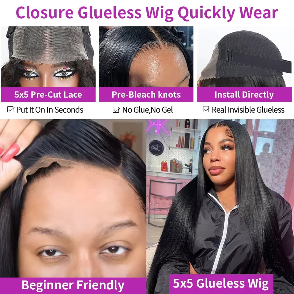 250% Density 13x4 13x6 HD Lace Front Human Hair Wigs For Women Brazilian Straight Short Bob Glueless Wigs 7x5 Lace Frontal Wigs