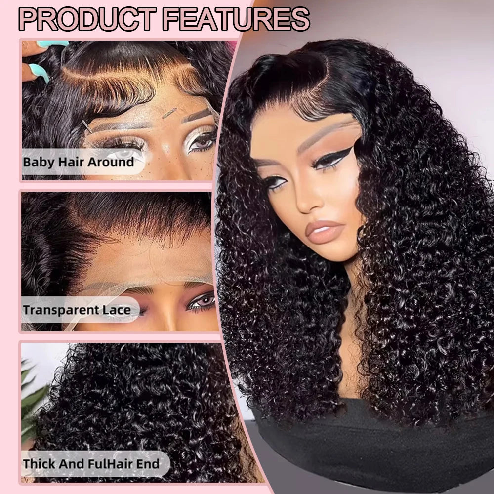 Glueless Deep Wave Bob Wig Brazilian Human Hair 13x4 13x6 HD Lace Front Wig Wear and Go Short Bob For Black Women Pre Plucked