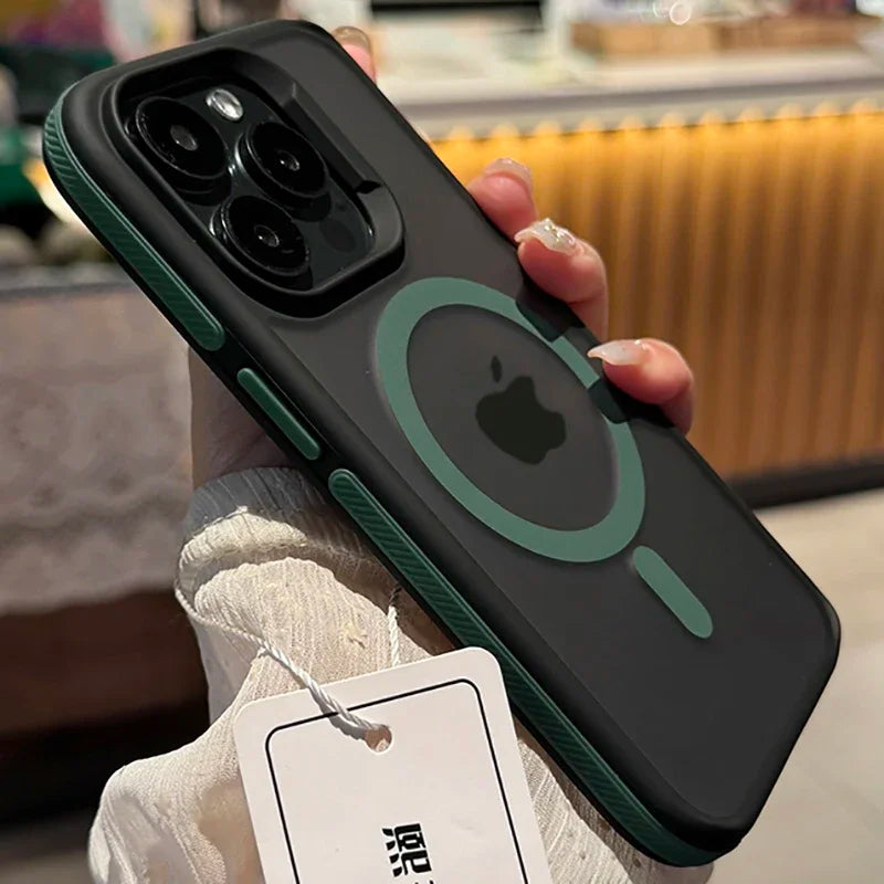 New Bicolor Matte Frosted Magnetic Phone Case For iPhone 17 Air 16 15 14 Plus 13 12 11 Pro Max Shockproof Bumper Hard Cover