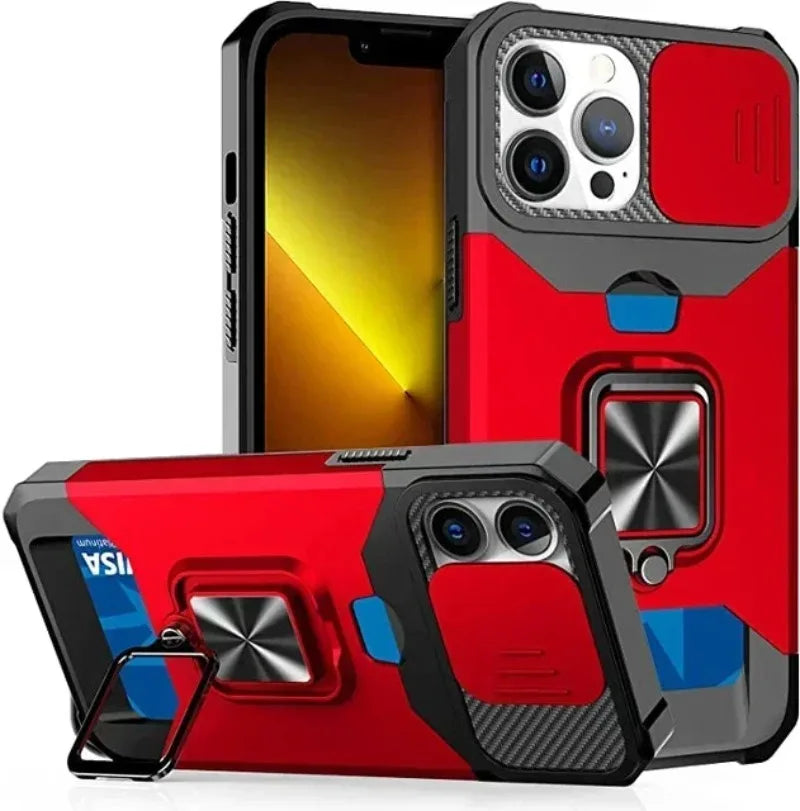 Case For iPhone 17 Pro Max 16 15 14 13 Pro Max Plus Heavy Duty Protection With Sliding Camera Cover And Card Clip Cover Fundas