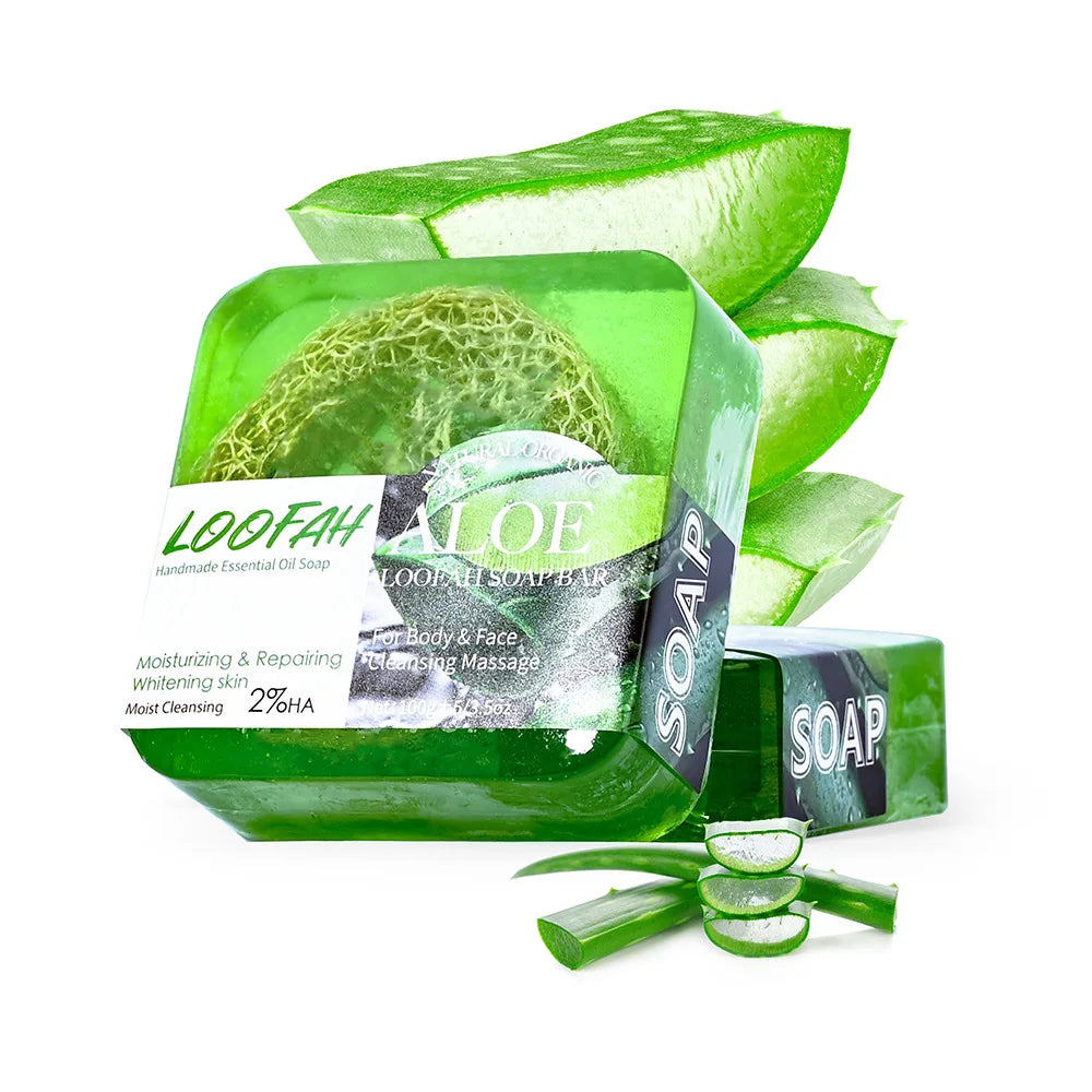 Lemon Loofah Soap 100g with Rose & Sea Salt, Exfoliating & Cleansing Handmade Bar for Face & Body