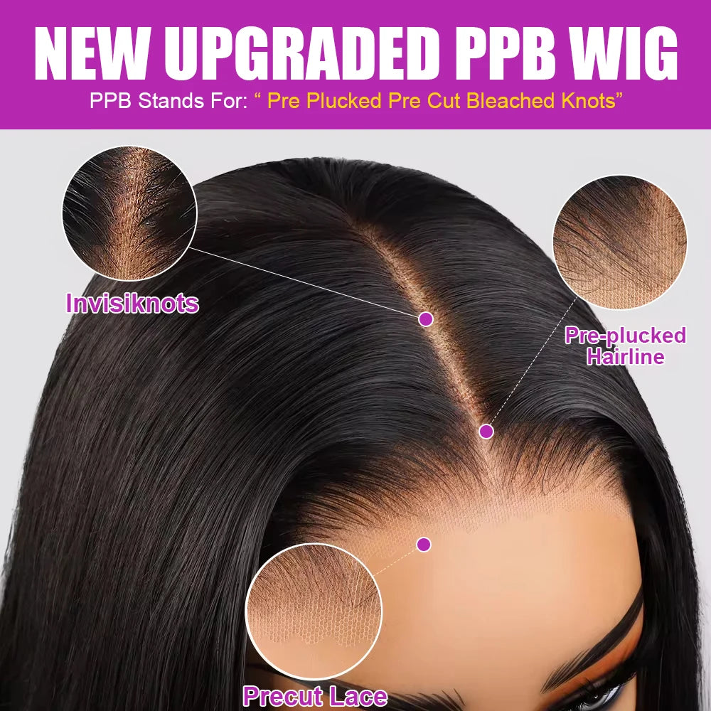 No Glue Brazilian HD Transparent 13x4 Bone Straight Short Bob Glueless Human Hair Wigs 13x6 Straight Lace Front Wigs For Women