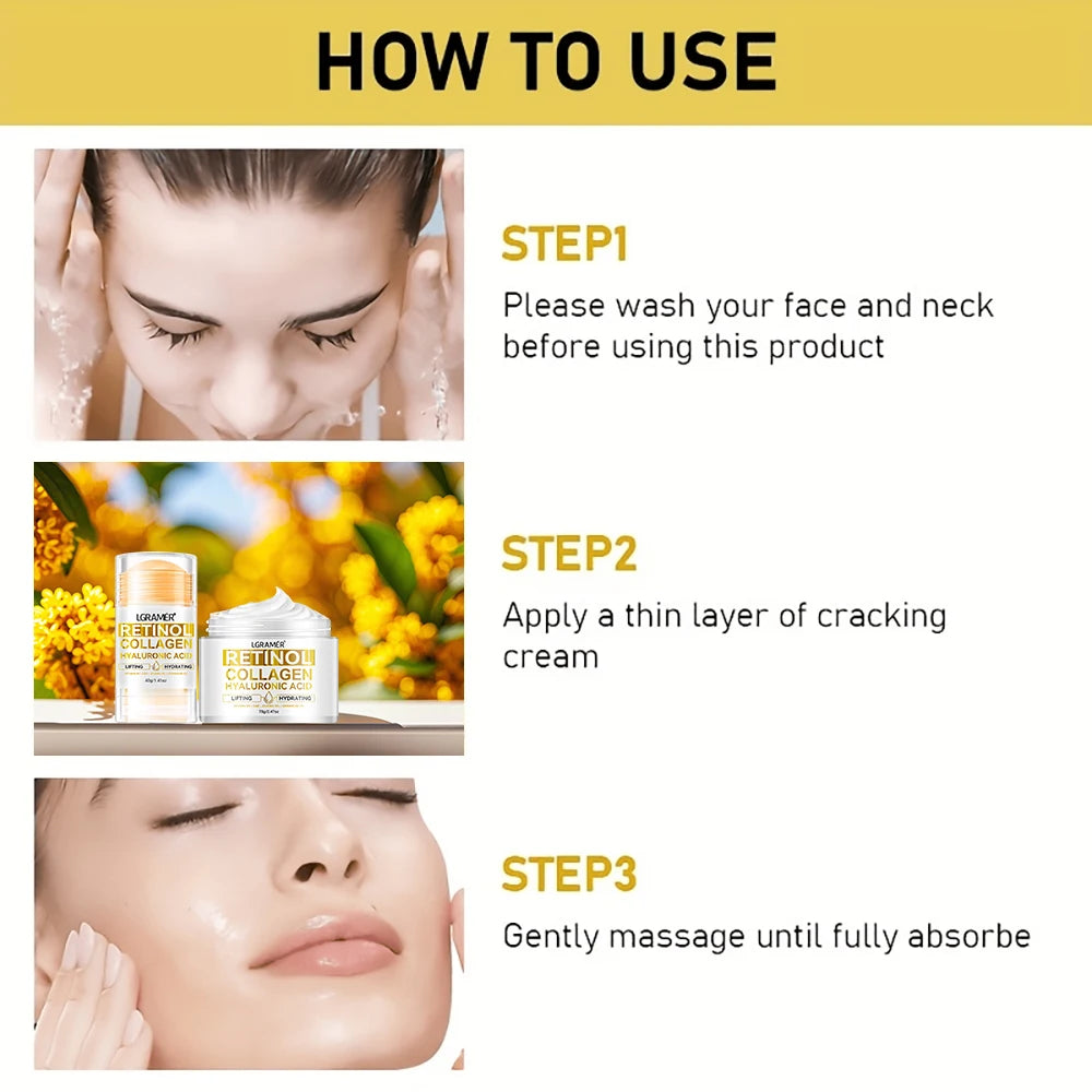 Retinol Collagen Skincare Set Facial NeckChest Moisturizing Firming Cream Bar Rich in Hyaluronic AcidVitamin for All Skin Types