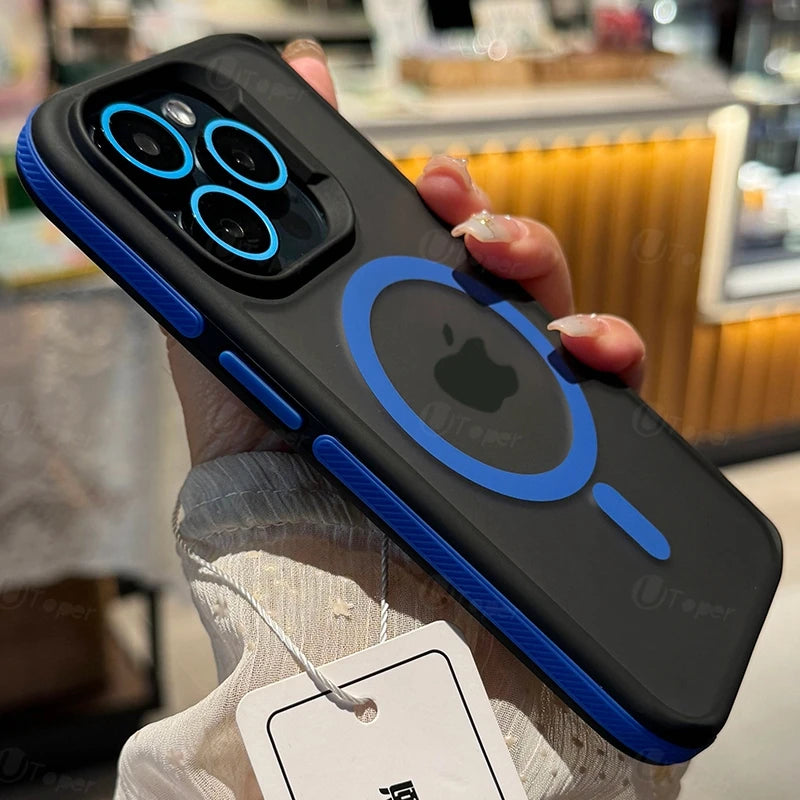 New Bicolor Matte Frosted Magnetic Phone Case For iPhone 17 Air 16 15 14 Plus 13 12 11 Pro Max Shockproof Bumper Hard Cover