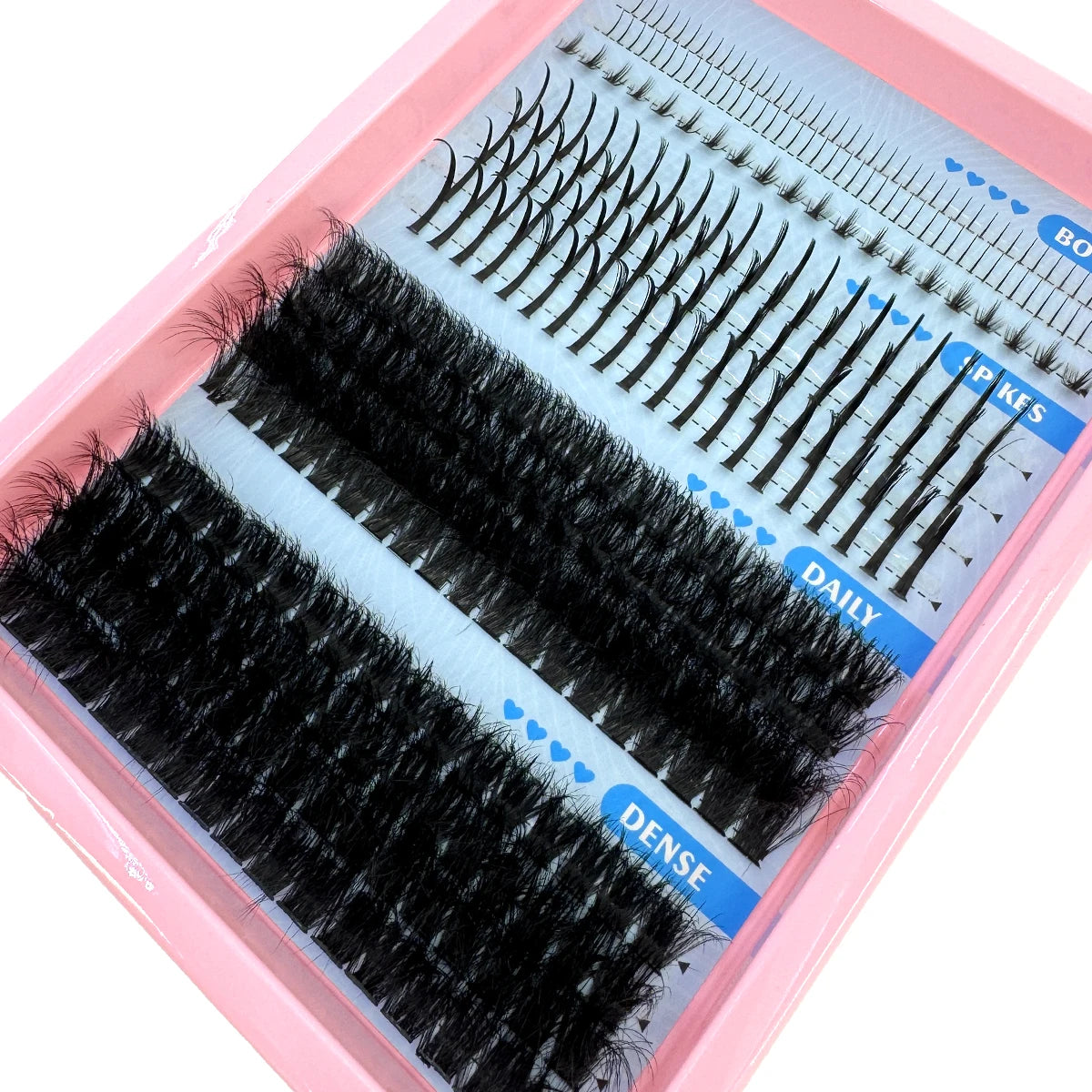 15Rows Lash Clusters Spikes Eyelash Extensions Spiky Lashes Extension Thick Individual Cluster Lashes with Spikes&Bottom Lashes