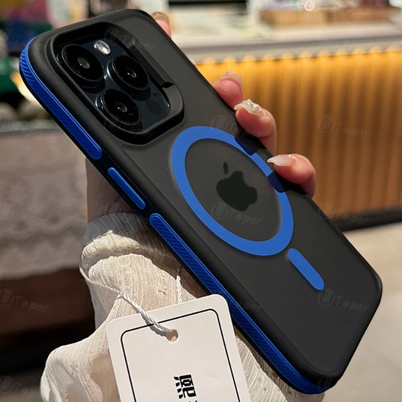 New Bicolor Matte Frosted Magnetic Phone Case For iPhone 17 Air 16 15 14 Plus 13 12 11 Pro Max Shockproof Bumper Hard Cover