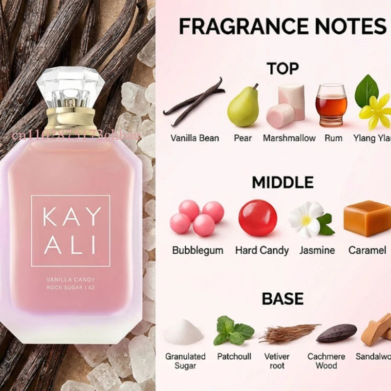 KAYALI Uxury Collection 100ml Eau Parfum with Vanilla Yum Boujee Vanilla Candy Rock Sugar Fleur Majesty Rose Royale Fresh Notes