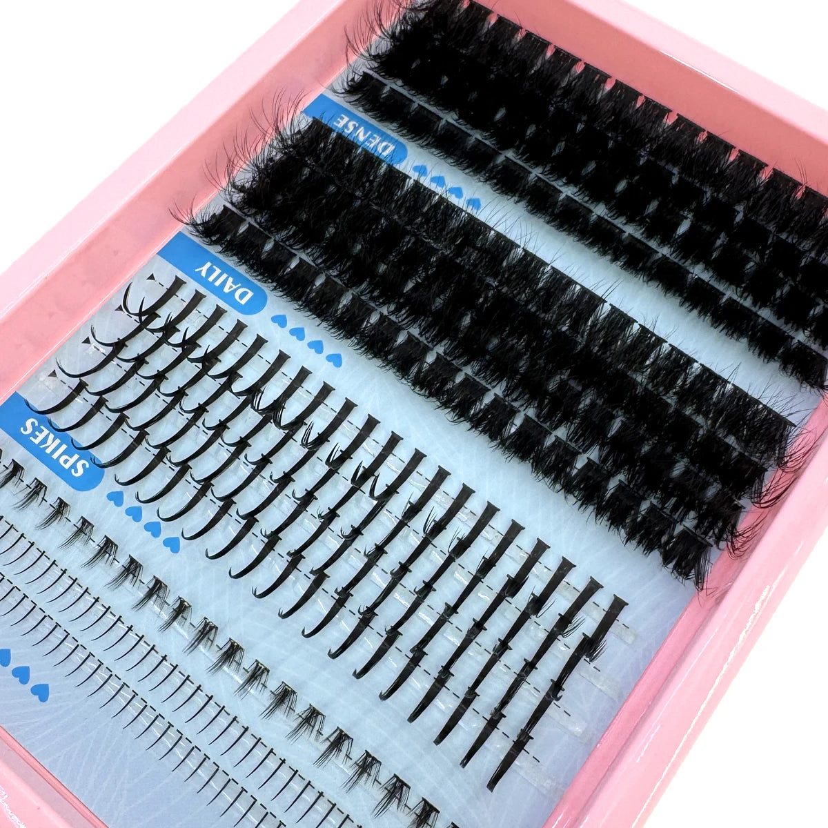 15Rows Lash Clusters Spikes Eyelash Extensions Spiky Lashes Extension Thick Individual Cluster Lashes with Spikes&Bottom Lashes
