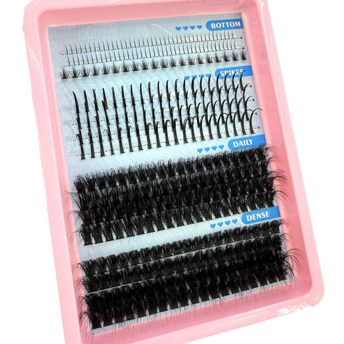 15Rows Lash Clusters Spikes Eyelash Extensions Spiky Lashes Extension Thick Individual Cluster Lashes with Spikes&Bottom Lashes