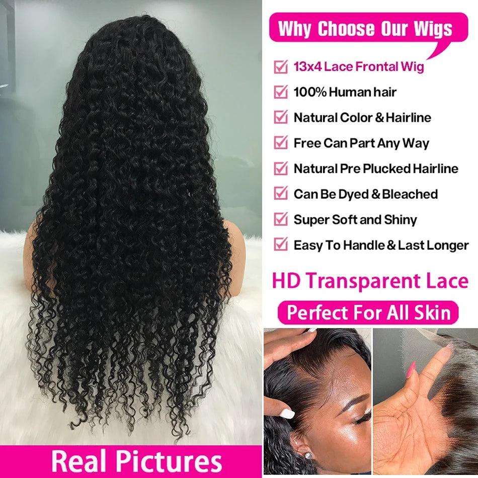250 Density 30 40 Inch 13x4 13x6 360 Hd Lace Front Wigs Deep Wave Lace Frontal Wig Water Wave Curly Human Hair Pre Plucked Lace