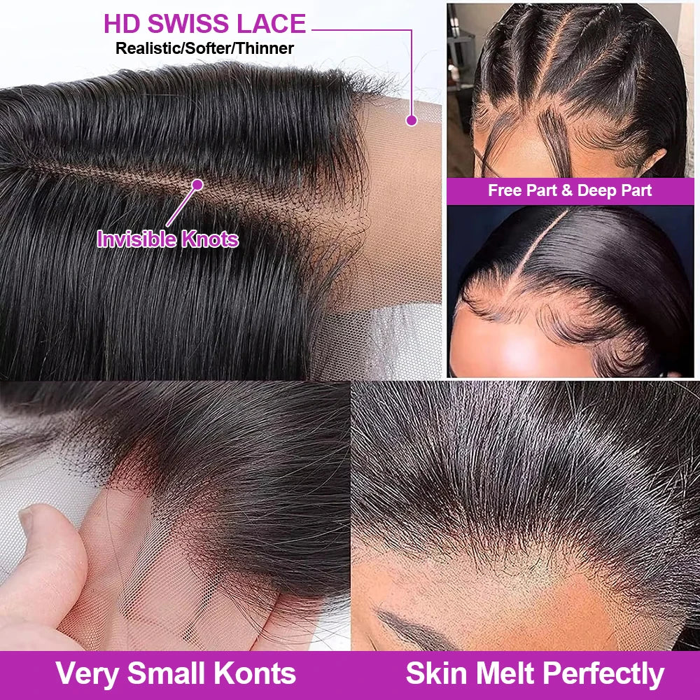 No Glue Brazilian HD Transparent 13x4 Bone Straight Short Bob Glueless Human Hair Wigs 13x6 Straight Lace Front Wigs For Women