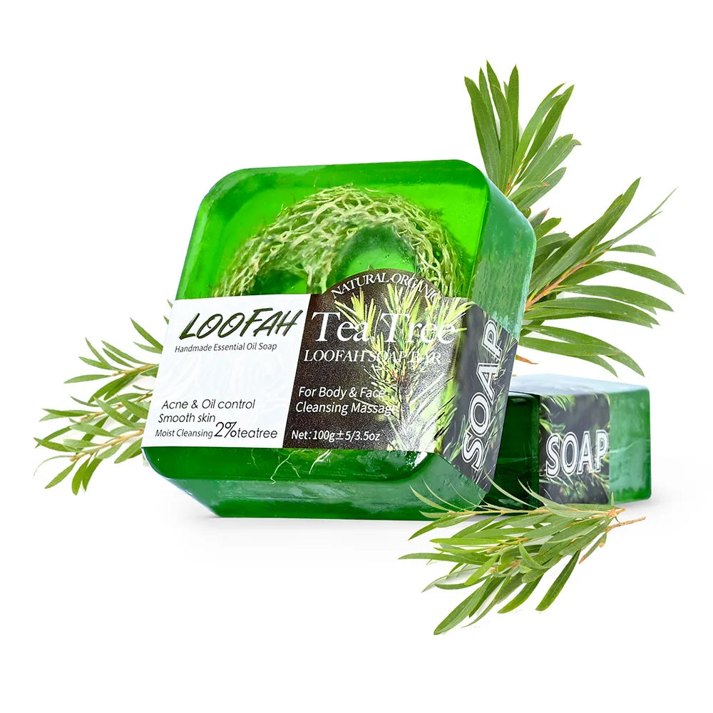 Lemon Loofah Soap 100g with Rose & Sea Salt, Exfoliating & Cleansing Handmade Bar for Face & Body