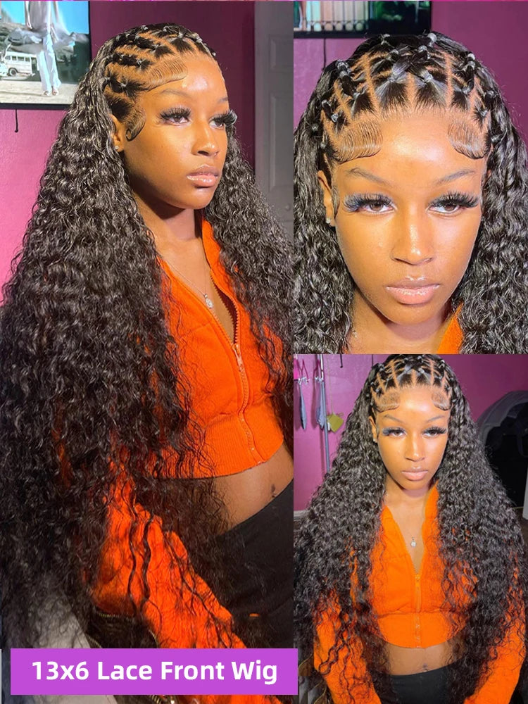 250 Density 30 40 Inch 13x4 13x6 360 Hd Lace Front Wigs Deep Wave Lace Frontal Wig Water Wave Curly Human Hair Pre Plucked Lace