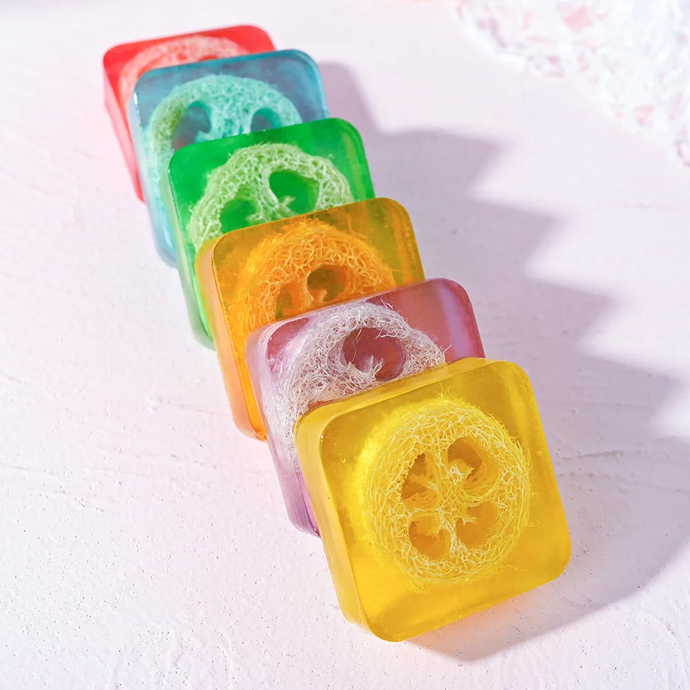 Lemon Loofah Soap 100g with Rose & Sea Salt, Exfoliating & Cleansing Handmade Bar for Face & Body