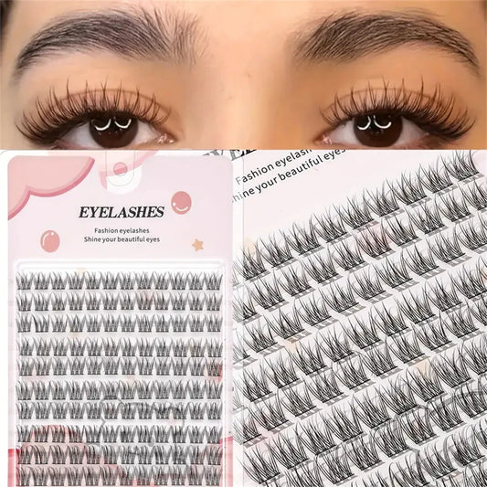 Easy-To-Apply False Eyelash Set, Thick Cartoon Style with a Natural Look, Suitable for Beginners, Thick and Fluffy, Cross-Style Realistic Bundles, Suitable for Beginners with Curved Design, Reusable