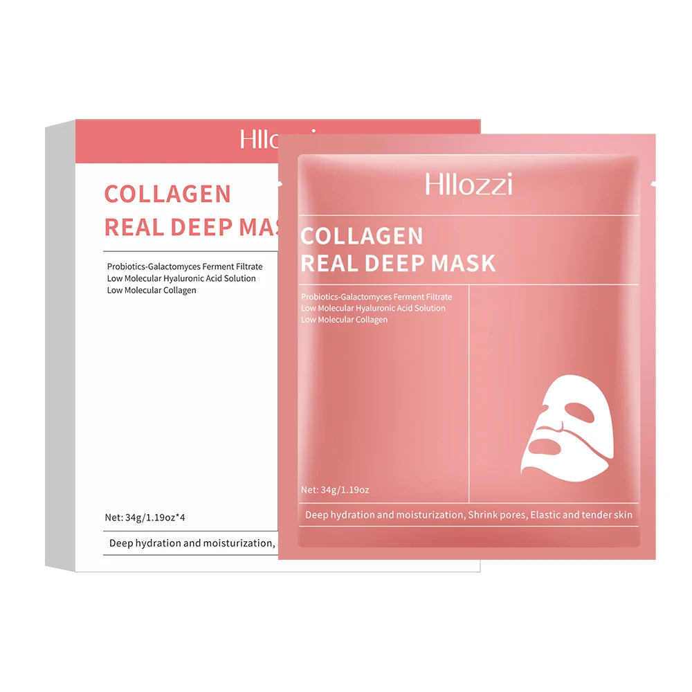 4 pieces of collagen sleeping mask, hydrating, moisturizing and whitening, translucent, thinning, smooth and tender skin