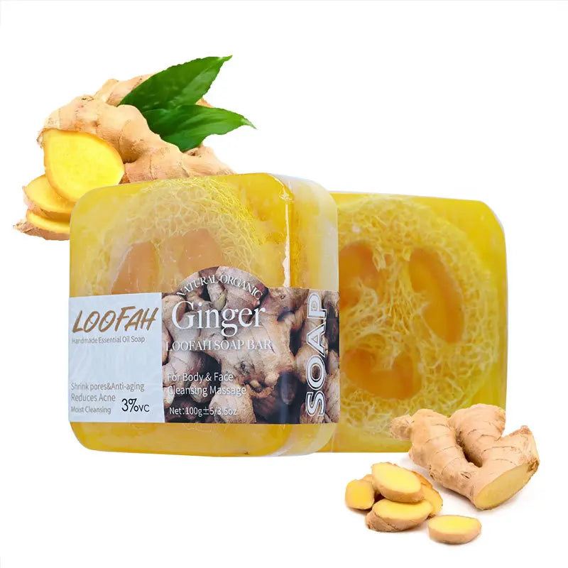 Lemon Loofah Soap 100g with Rose & Sea Salt, Exfoliating & Cleansing Handmade Bar for Face & Body