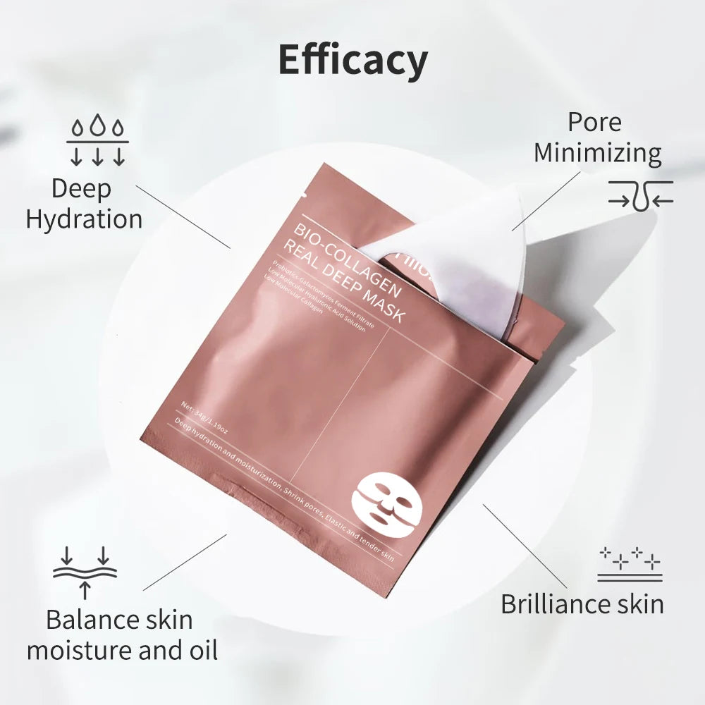 4 pieces of collagen sleeping mask, hydrating, moisturizing and whitening, translucent, thinning, smooth and tender skin