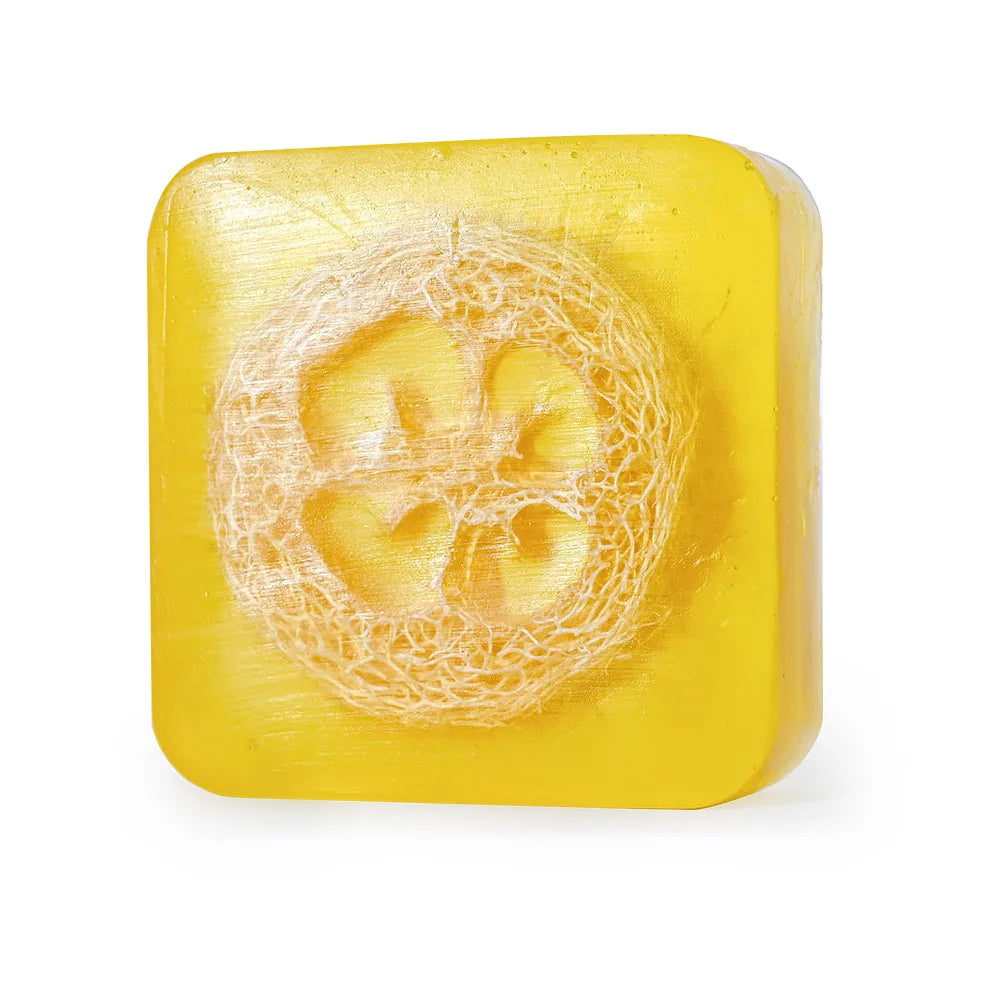 Lemon Loofah Soap 100g with Rose & Sea Salt, Exfoliating & Cleansing Handmade Bar for Face & Body