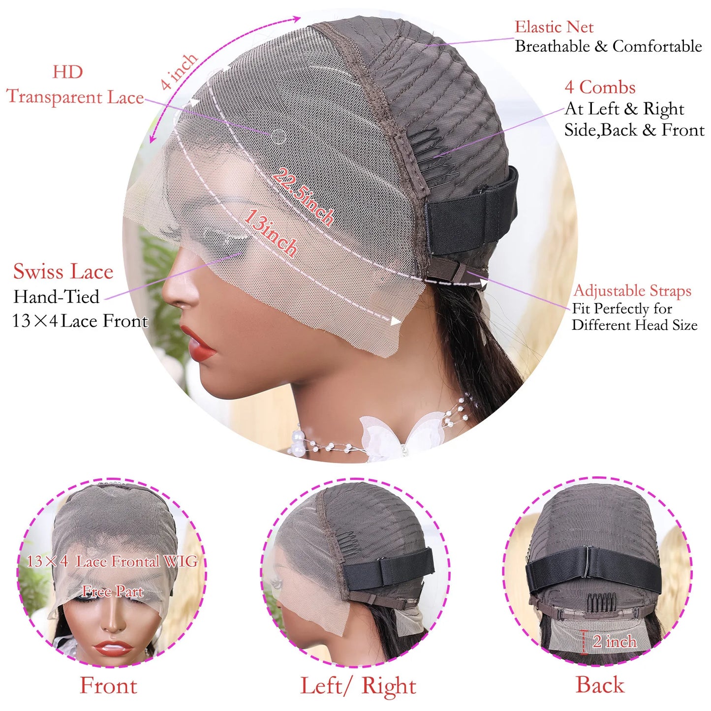 Straight Short Bob Wigs 13x4 Human Hair Lace Frontal Wigs 200% Remy Pre Plucked Transparent Lace Short Bob Wigs For Women 14inch