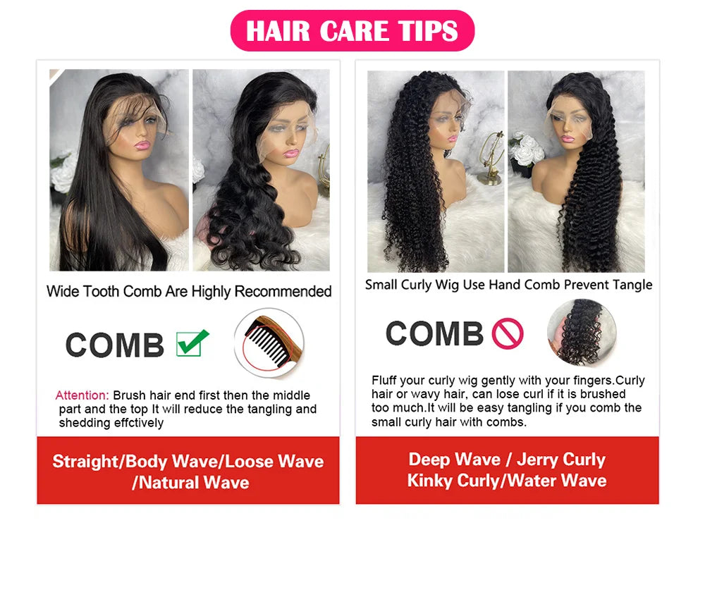 250 Density 30 40 Inch 13x4 13x6 360 Hd Lace Front Wigs Deep Wave Lace Frontal Wig Water Wave Curly Human Hair Pre Plucked Lace