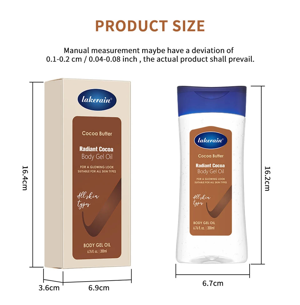 Cocoa Body Oil Gel Moisturizing Hydration For Dry Skin Care Radiant Glowing Butter Treatment Nourishing body care skin care