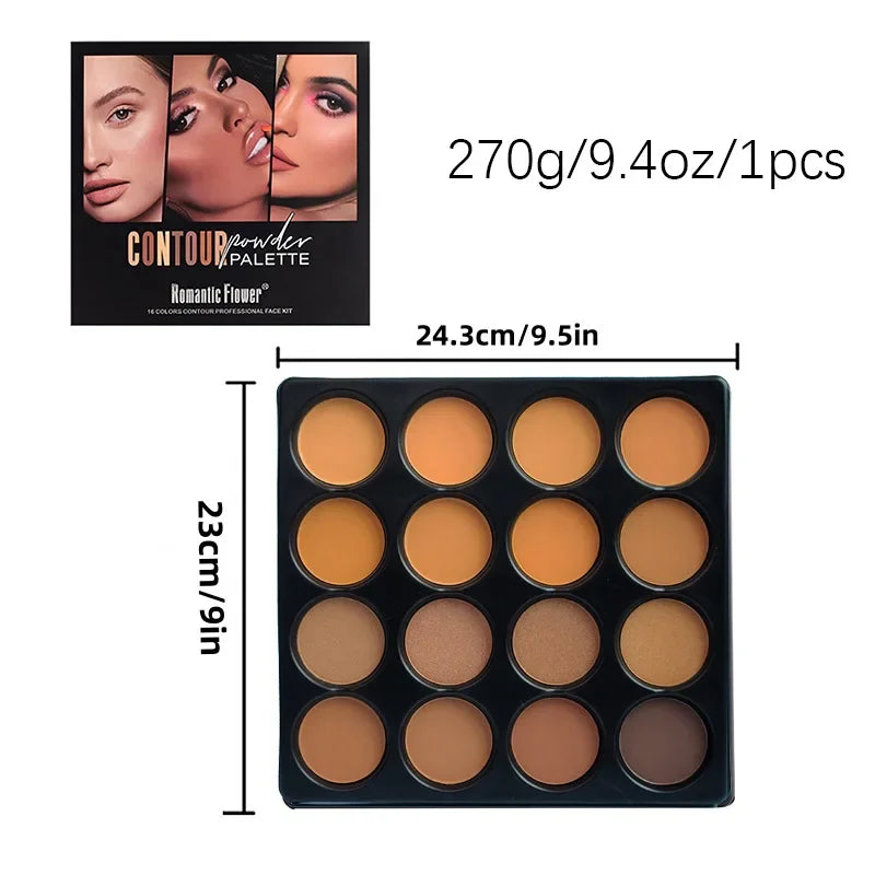 16 Colors Contour Powder Matte Palette Highlight Concealer Pressed Powder Kit Oil Control Waterproof Makeup For Women Cosmetics