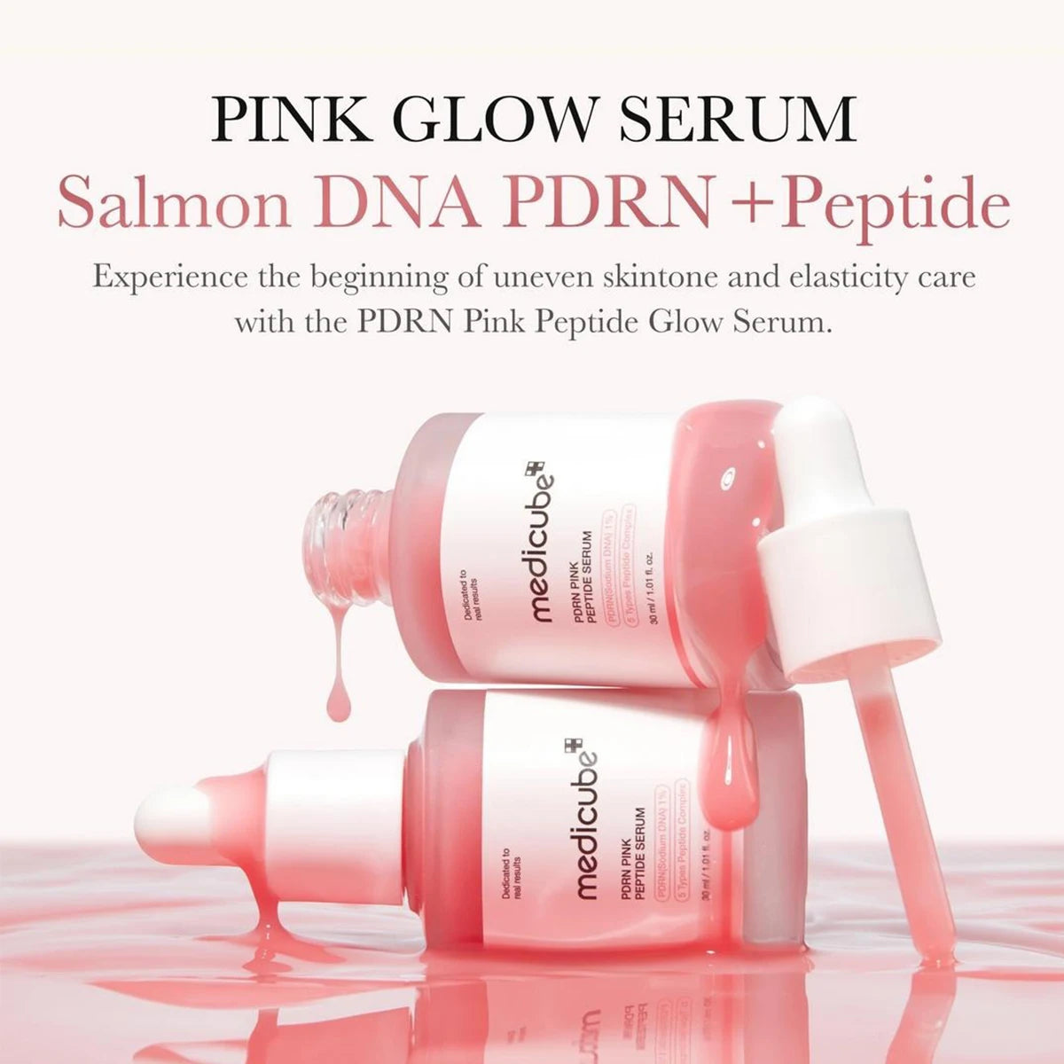 Medicube Salmon DNA PDRN Pink Peptide Serum,Smooth&Fast-Absorbing,Refreshing&Non-Sticky,Moisturizing Feel,K-Beauty,Korean Makeup