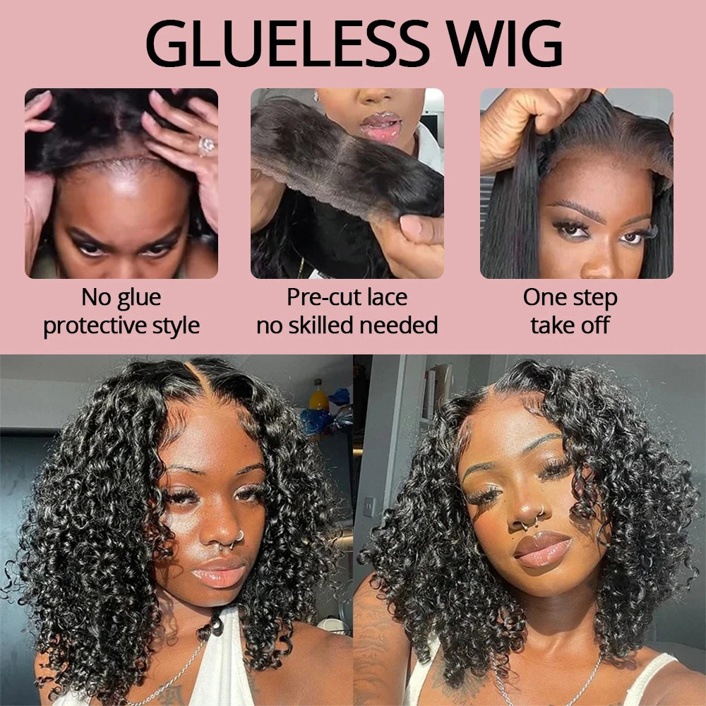 Glueless Deep Wave Bob Wig Brazilian Human Hair 13x4 13x6 HD Lace Front Wig Wear and Go Short Bob For Black Women Pre Plucked