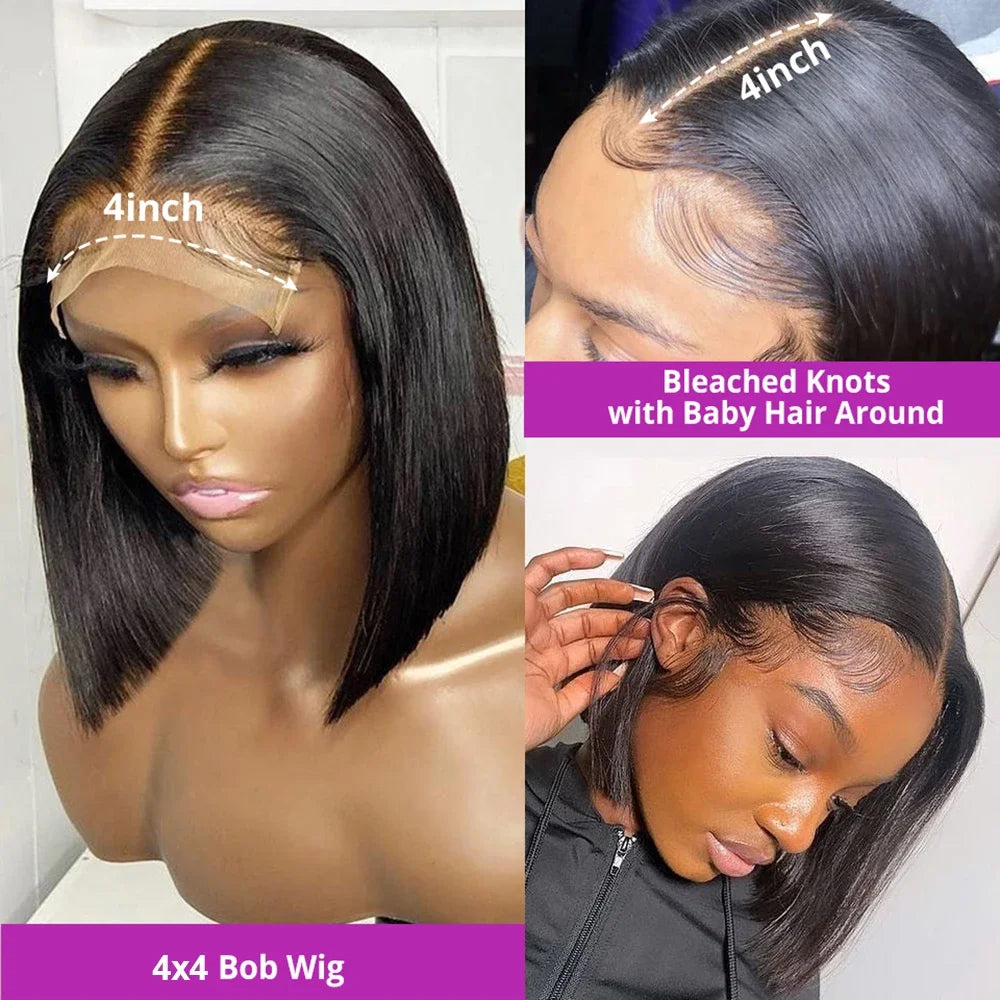 250% Density 13x4 13x6 HD Lace Front Human Hair Wigs For Women Brazilian Straight Short Bob Glueless Wigs 7x5 Lace Frontal Wigs