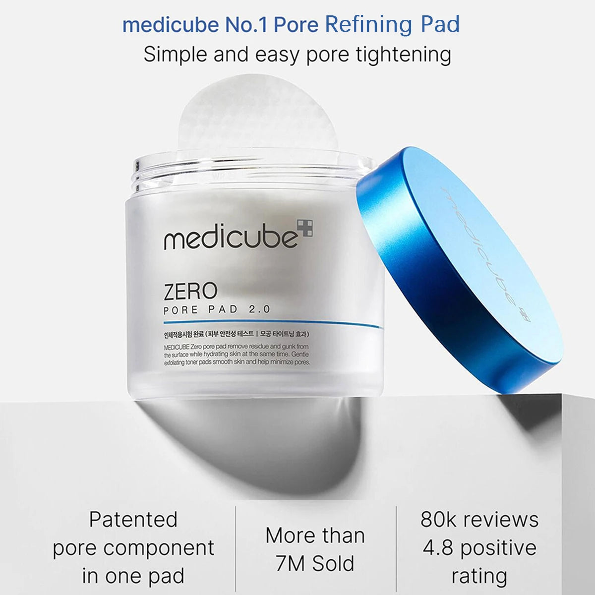 Medicube ZERO PORE PAD 2.0,Pre-Soaked Dual-Texture Cotton Pads,Hydrating&Soothing Formula,Daily Skin Care,K-Beauty,Korean Makeup