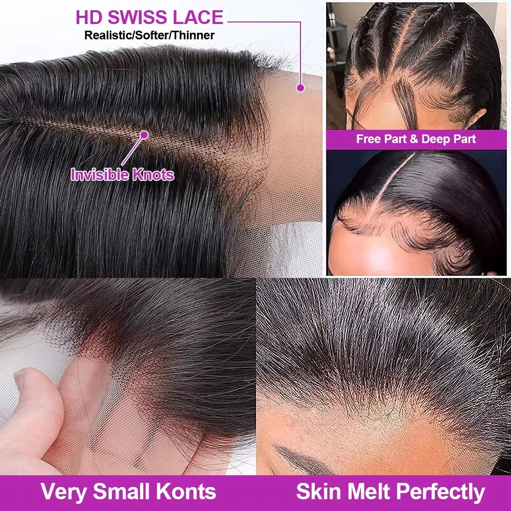 210 Density 13x6 HD Lace Frontal Wigs Short Bob Straight Human Hair Wig Pre Plucked Brazilian 100% Human Hair Wig For Women