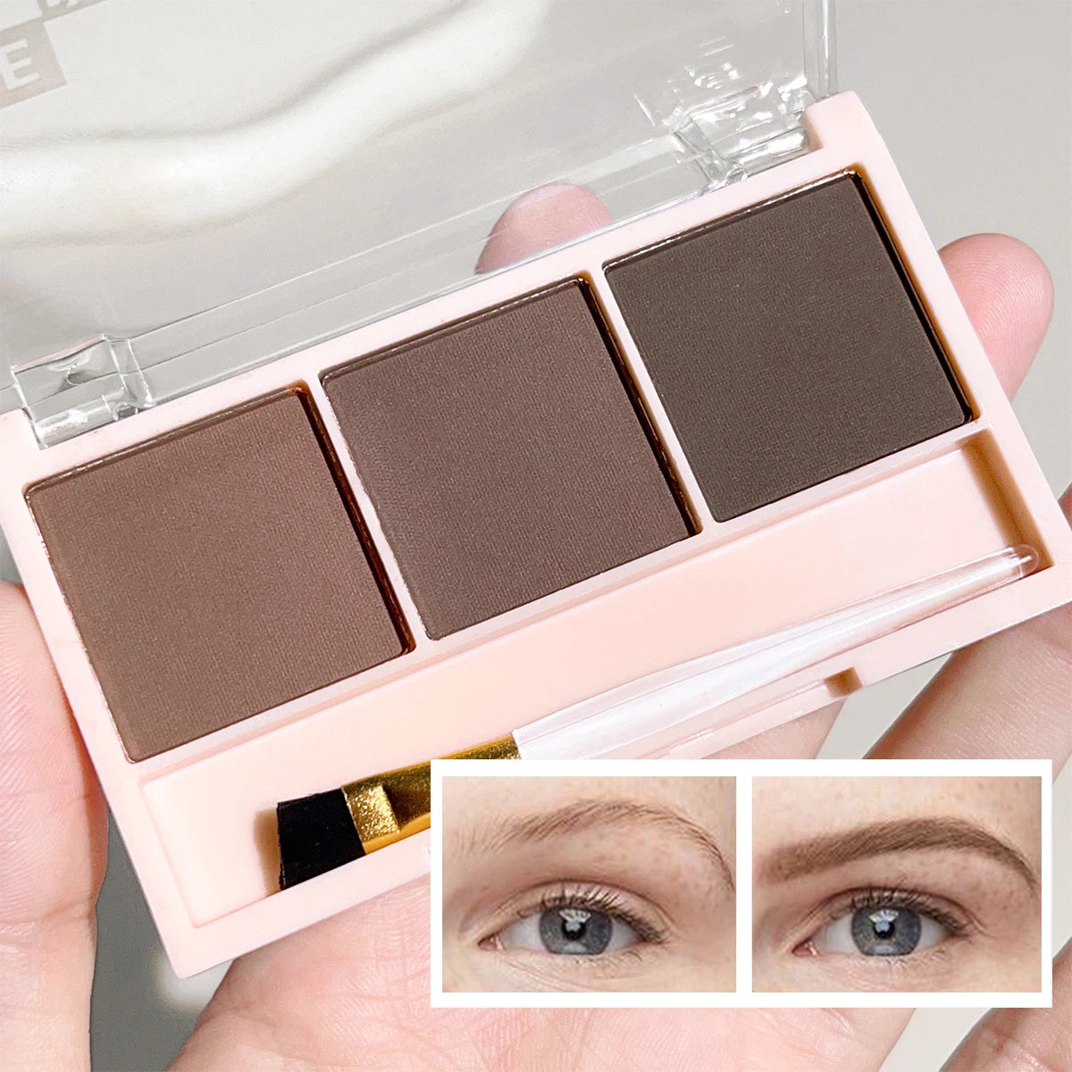 3-Color Brow Powder Set with Brush - Long-lasting, color-resistant, versatile contour makeup set for natural, three-dimensional
