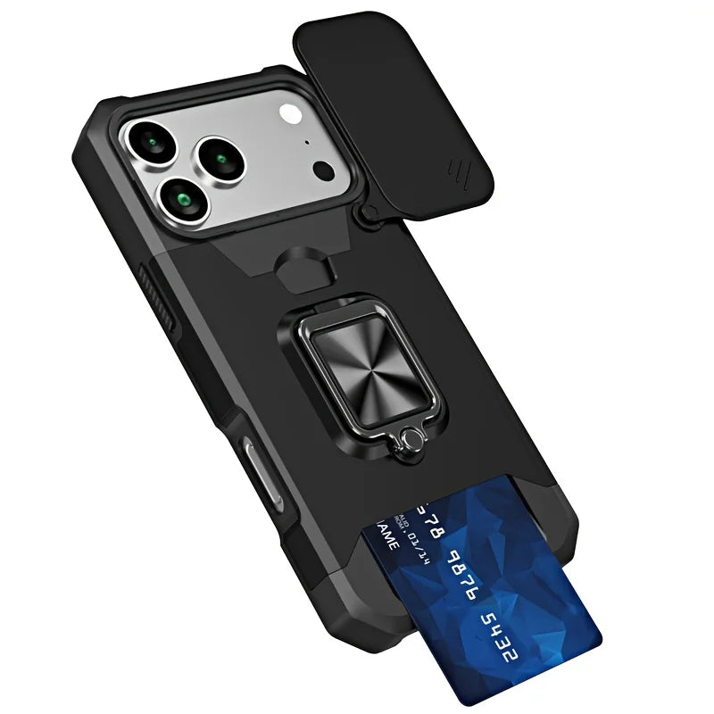 Case For iPhone 17 Pro Max 16 15 14 13 Pro Max Plus Heavy Duty Protection With Sliding Camera Cover And Card Clip Cover Fundas